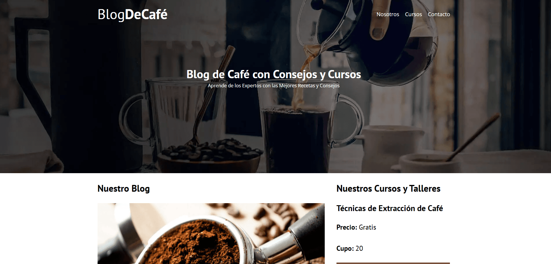 Captura de pantalla de Blog de Café