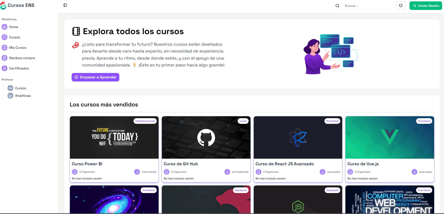 Captura de pantalla de Cursos ENS