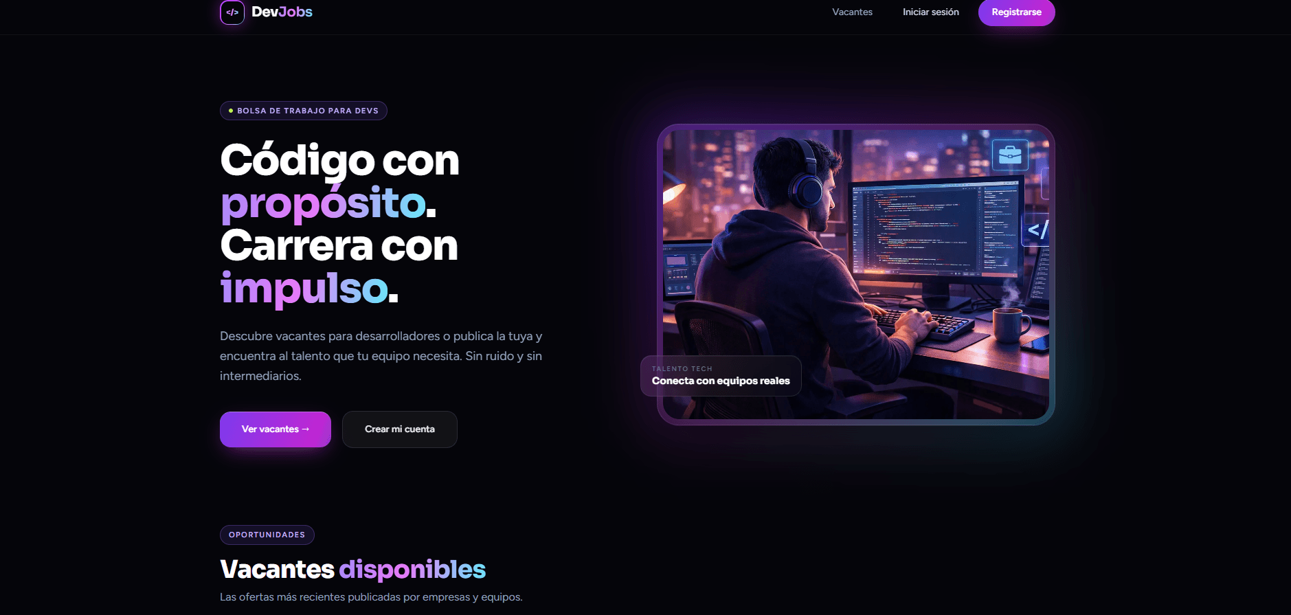 Captura de pantalla de DevJobs