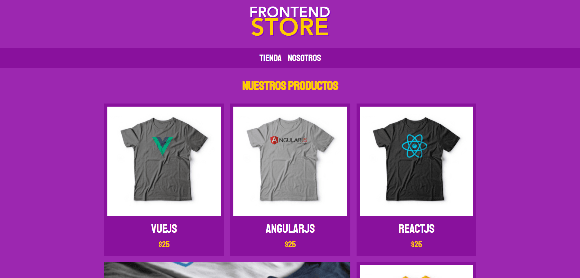 Captura de pantalla de FrontEnd Store